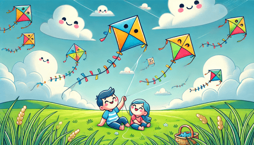 Colorful kites flying in a blue sky